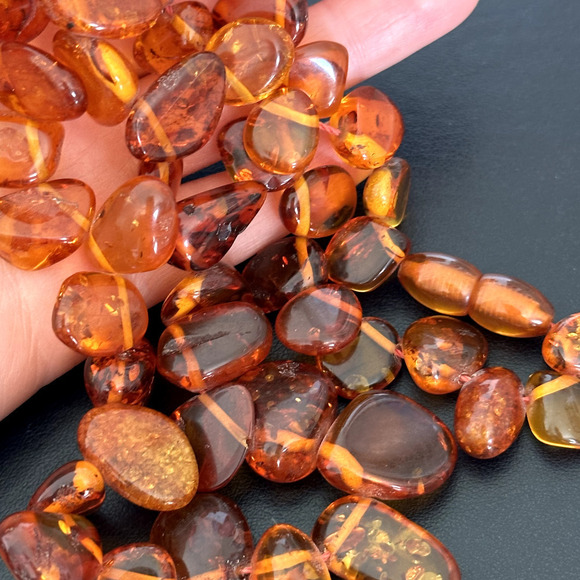 Vintage Natural Baltic Amber Gemstone Graduated Long Beaded Necklace 24" - Picture 12 of 13